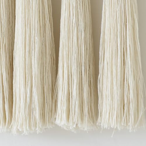 Jakalin Macrame Wall Hanging Boho Tassel White Fiber Wall Art 19.6"x15.7" - color: Ivory