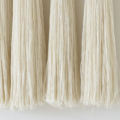 Jakalin Macrame Wall Hanging Boho Tassel White Fiber Wall Art 19.6"x15.7" - color: Ivory