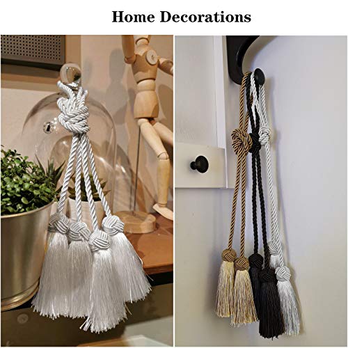 Elegant Tassel Curtain Tiebacks Rope Curtain Tie Backs for Windows Porlau - color: White