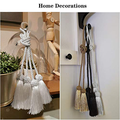 Elegant Tassel Curtain Tiebacks Rope Curtain Tie Backs for Windows Porlau - color: White