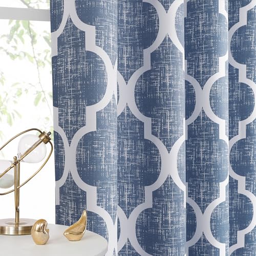 Beauoop Moroccan 100% Blackout Curtains Bedroom Blue 50x84 2 Panels - color: Rod Pocket | Blue, size: 50"W x 84"L (Pack of 2)