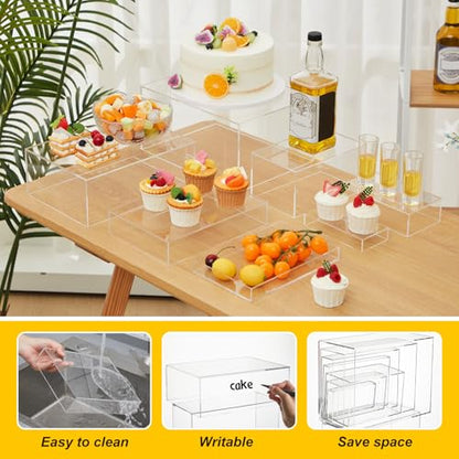Leinuosen 7 Pcs Large Acrylic Buffet Risers, 6-12" Rectangle, Clear - color: Clear, size: 6" to 12", style: Rectangle