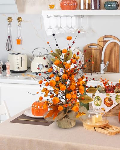 2 Pcs Artificial Fall Table Centerpieces, Faux Fall Tree Table Decor