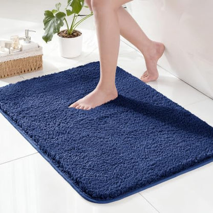 Exclusivo Mezcla Soft Absorbent Bathroom Rugs, Non-Slip Bath Mat, 17x24 - color: Navy Blue, size: 17"x24"(Rectangular)