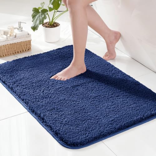 Exclusivo Mezcla Soft Absorbent Bathroom Rugs, Non-Slip Bath Mat, 17x24 - color: Navy Blue, size: 17"x24"(Rectangular)