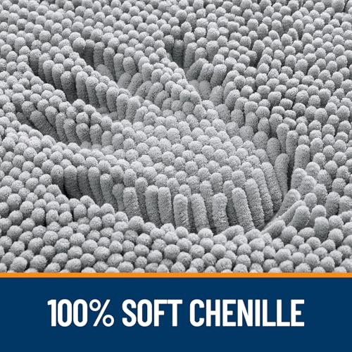 OLANLY Toilet Rugs U-Shaped 20x20, Soft Absorbent Chenille Contour Rugs - color: Light Grey, size: 20" X 20" Contour Rug