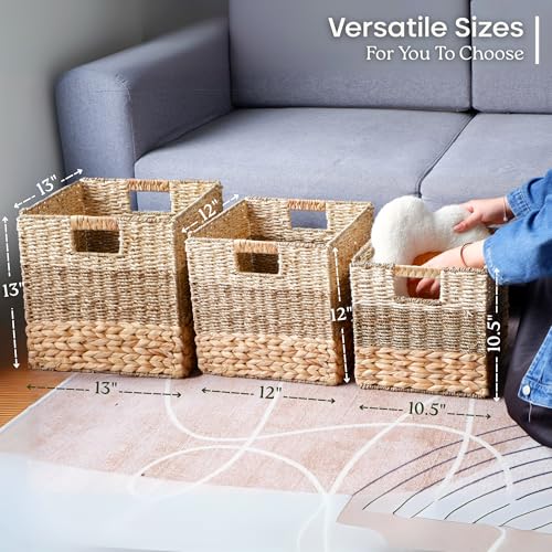 CHI AN HOME 12x12 Baskets for Cube Storage, Wicker Cube Storage Bins Set 4 - size: 11.8 x 11.8 in