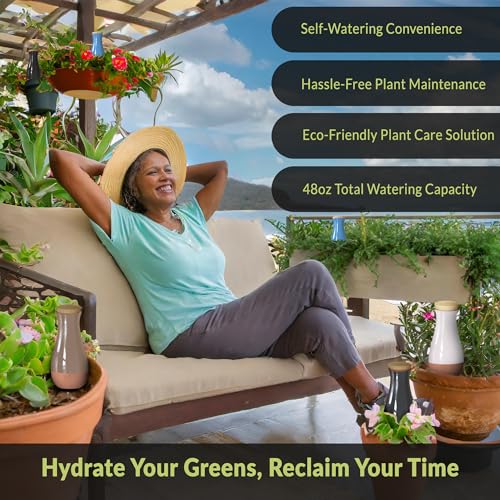 Ollas (Set of 4) | 12oz Terracotta Plant Watering Globes - Self Watering Planter Insert - Automatic Plant Watering Devices | Vacation Watering Pots for Indoor & Outdoor Plants - color: Black, Blue, White and Pink