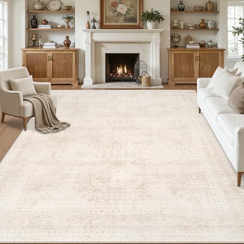 8x10 Area Rugs Living Room: Bedroom Neutral Washable Carpet Beige - color: Beige, size: 8' x 10' (Rectangular)