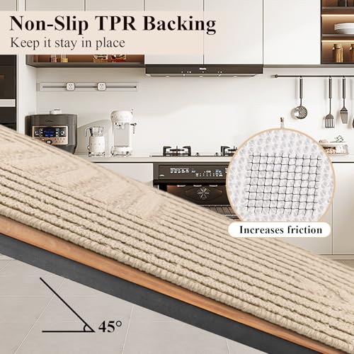 U'Artlines Kitchen Rugs and Mats Set of 3, Beige 20x32+20x48+20x59 - color: Beige
