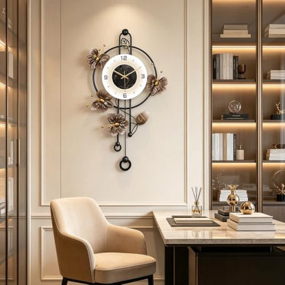 Large Wall Clock Silent Quartz Pendulum Modern Wall Decor 18.8x29.5in - color: White