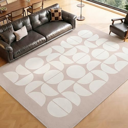ThreadGlobe Abstract 5x7 Area Rugs Modern Geometric for Living Room, Beige - color: Beige Geometry, size: 5' x 7'