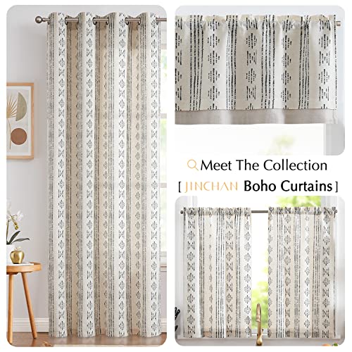jinchan Striped Valance 18 Inch Modern Boho 1 Panel Black on Linen - color: Boho Black on Linen, size: 50"W x 18"L (Pack of 1)