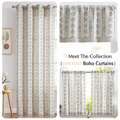 jinchan Striped Valance 18 Inch Modern Boho 1 Panel Black on Linen - color: Boho Black on Linen, size: 50"W x 18"L (Pack of 1)