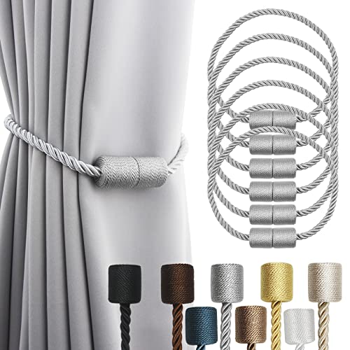 Magnetic Curtain Tiebacks Holdbacks Decorative Tie Backs for Windows Porlau - color: Grey