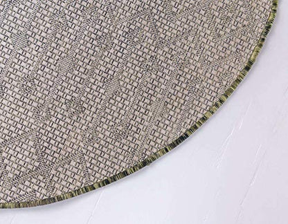 Unique Loom Outdoor Trellis Collection Area Rug - Tribal Trellis (3' 3" Round, Green/ Natural) - color: Green/Natural, size: 3'3" (Round)