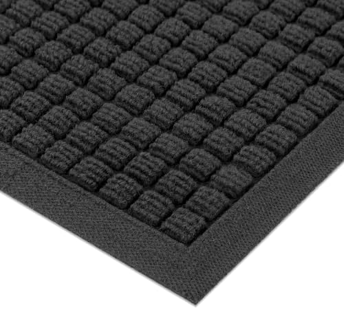100pointONE Front Door Mat Outside Entrance, 48"x36" Doormat, Square Black | Dirt Trapper Indoor Outdoor Mat for Entryway, Non Slip Rubber Backing Welcome Mats for Entry High Traffic Area, All-Weather - color: Squares Black, size: 3' x 4' (Rectangular)