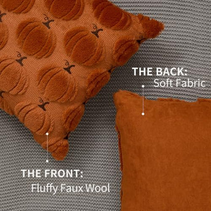 DFXSZ Fall Pillow Covers 18x18 Set of 2 Rust Pumpkin Embroidery - color: Rust, size: 18" x 18" (Pack of 2)