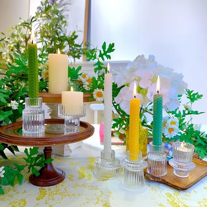 Glass Candlestick Holders, Taper Candle Holders, Set of 6, Clear - color: Clear, size: 6 PCS