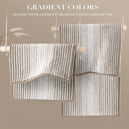 BSICPRO Bathroom Rugs Sets 2 Piece, Non Slip Boho Bath Mats, Light Taupe - color: Light Taupe, size: 20" x 32" Plus 16" x 24"