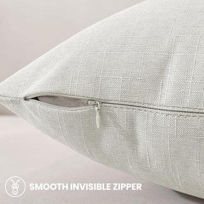 SYSLOON Linen Throw Pillow Covers Set of 2,18x18 Pillow Covers,Beige White - color: Beige White, size: 18" x 18" (Pack of 2)