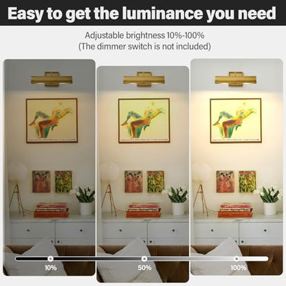 Art Picture Light,Linear Artwork Display Brass Wall Sconce - color: Gold, size: 12"-2Bulbs