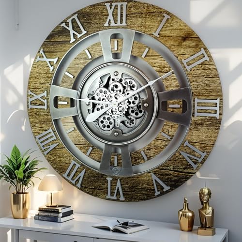 ImprovingLife The Gears Clock Real Moving Gear Wall Clock England Line (Gold Antique, 24 inches (60 cm)) - color: Gold Antique, size: 24 inches (60 cm)