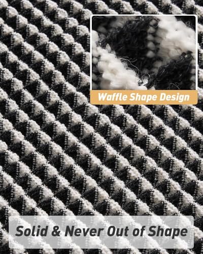 Upgraded Waffle Bath Mat Ultra Absorbent Non Slip Bathroom Mat, 17" x 24" - color: Black & Cream, size: 17" x 24"