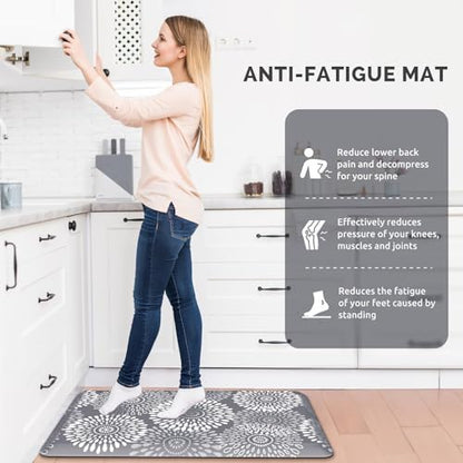 Kitchen Mat Water-Resistant Kitchen Rugs Cushioned Anti-Fatigue Floor Mat - color: Grey, size: 28"L x 17.3"W x 0.5"Th