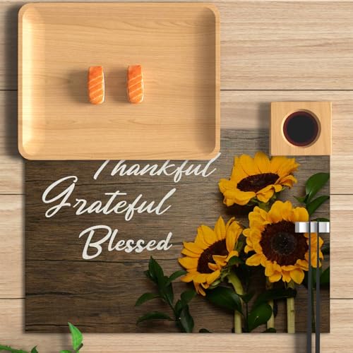 Sunflower Placemats Set of 4 Thankful Grateful Blessed Religious Sunflower Placemats Resistant Place Mats Kitchen Decor Dining Decoration for Party, Sunflower Kitchen Decor - style: Sunflower 1