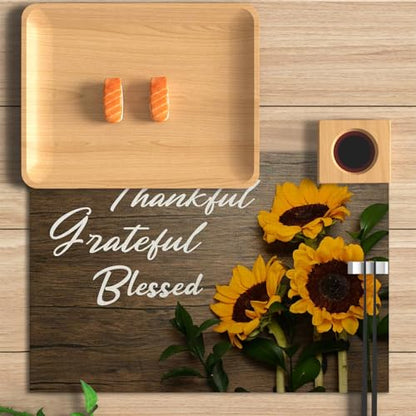 Sunflower Placemats Set of 4 Thankful Grateful Blessed Religious Sunflower Placemats Resistant Place Mats Kitchen Decor Dining Decoration for Party, Sunflower Kitchen Decor - style: Sunflower 1