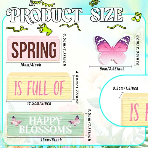 Spring Decoration Wooden Tiered Tray Decor – Butterfly Spring Stacked Block Sign with Floral Accents – Farmhouse Tabletop Spring Decor for Shelf Mantel Seasonal Home Display - style: Butterfly