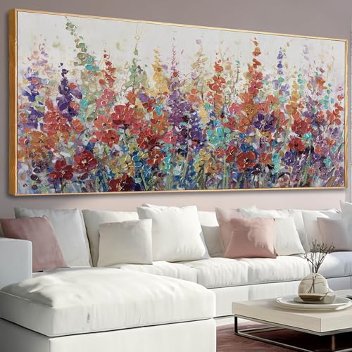 Colorful Framed Wall Art Flower Photo Prints Modern Wall Decorations 40"x86" Large Artwork for Dining Room Office Kitchen Pictures - color: Colorful, size: 86"L x 40"W