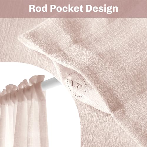 Melodieux Light Pink Semi Sheer Curtain Valance for Kitchen Cafe Small Windows Linen Rustic Rod Pocket Valance, 52 by 18 Inch, 1 Panel - color: Light Pink, size: 52"W x 18"L (Pack of 1)