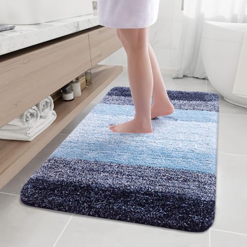 Arotive Microfiber Bathroom Rugs, Shaggy Soft Absorbent Bath Rug, 50x30 - color: Blue, size: 50" X 30"