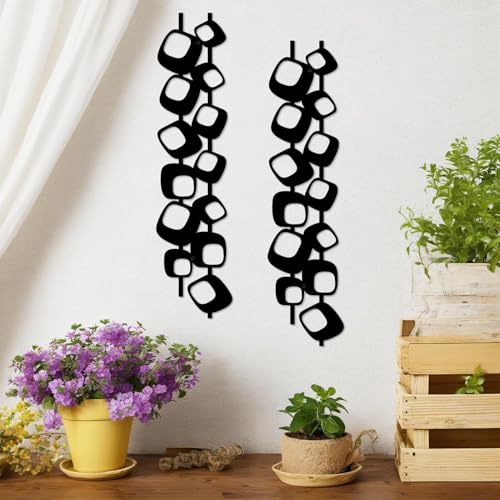 ruelen Mid Century Abstract Metal Wall Art Sculpture Set of 4(15.7x3.9in) - color: Block 4
