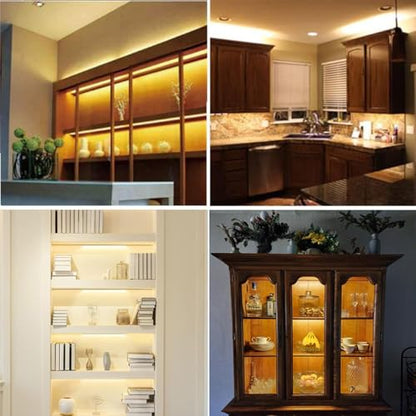 Premium LED Light Strips Kit: 6 x 12 Linkable Bars + Rocker Switch for Warm White Ambient Lighting in Cabinets, Closets, Shelf, Display Case, Showcase Lighting, 3000K Warm White - color: Warm White