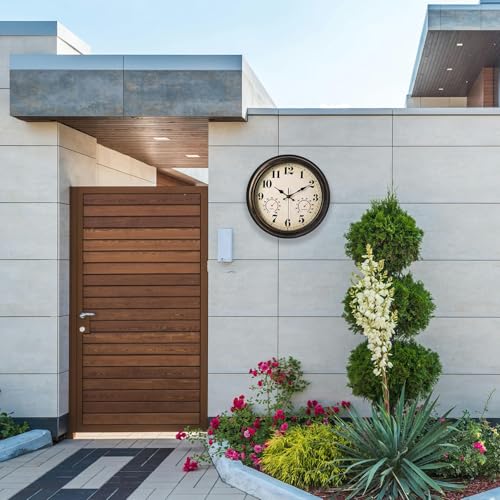 zyzamay 13 Inch Outdoor Clock with Thermometer and Hygrometer,BlackGold - color: 13 Th Blackgold