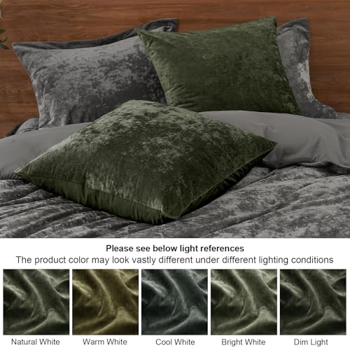 PHF Truly Velvet Euro Shams 26" x 26", Smokey Olive, No Insert, 2 Pack - color: Smokey Olive, size: 26" x 26" (Pack of 2)