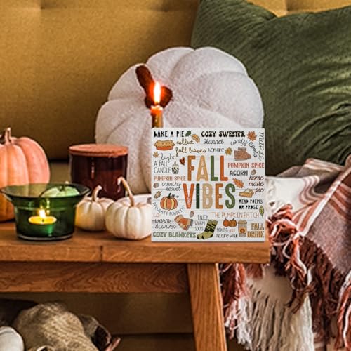 Autumn Thanksgiving Fall Vibes Pumpkin Drink Maple Leaf Decor Sign - color: Vibes
