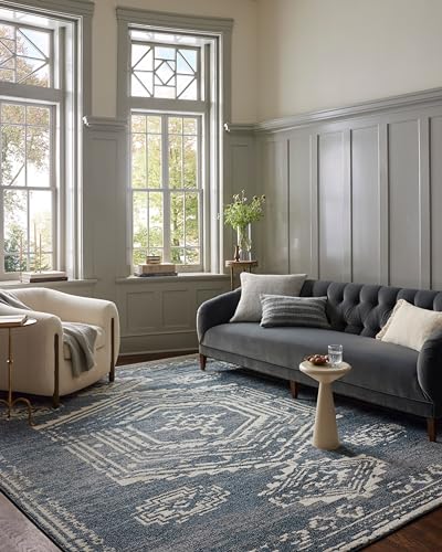 Loloi Magnolia Home Gigi Denim/Ivory 7'-10" x 10' Area Rug - color: Denim / Ivory, size: 7'10" x 10' (Rectangular)