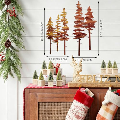 ESTART Metal Autumn Pine Tree Wall Art, Metal Tree Wall Decor - color: Brown