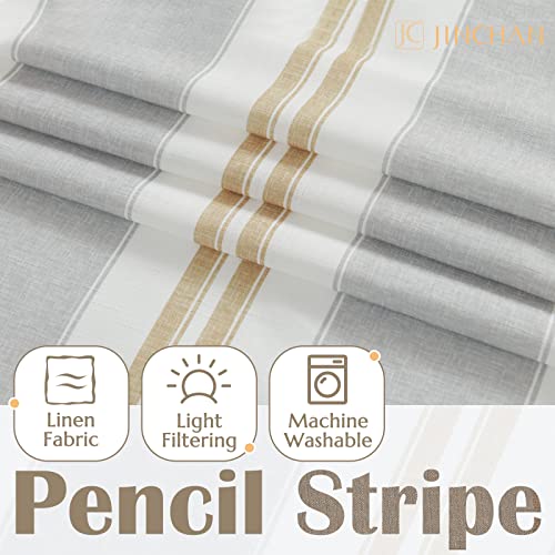 jinchan Linen Pencil Stripe Valances for Window 16 inch,Taupe Grey,1 Panel - color: Pencil Stripe | Taupe Grey, size: 50"W x 16"L (Pack of 1)