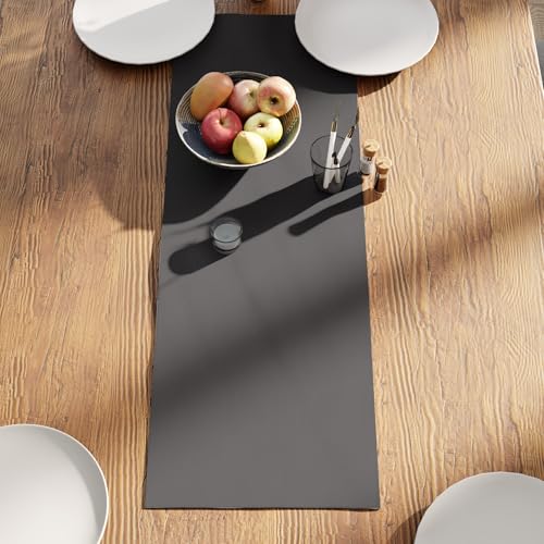 Encasa XO Table Runner, Cotton Canvas Dining Runner 13"x36" - color: Grey, size: 13x36 in