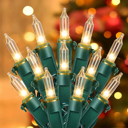 Hopolon Clear Christmas Lights Set 2 Pack 50 Count Green Wire Mini Lights - color: Clear,Green Wire, size: 2PACK, 50 count