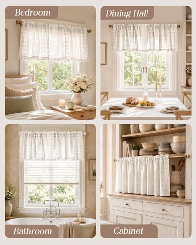 Miss Adola 16 Inch Length Kitchen Valance Curtain, Striped Farmhouse - color: Striped Farmhouse, size: 56"W x 16"L (Pack of 1)