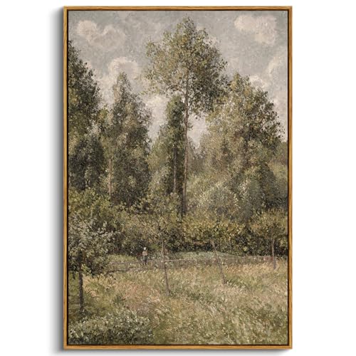InSimSea Framed Canvas Prints Art Vintage Decor, Bushes Poplars Nature Landscape Paintings, Large Prints, Farmhouse Decor, Classical Wall Decorations for Bedroom Living Room Bathroom, 24"x36" - color: Poplars, size: 36"L x 24"W