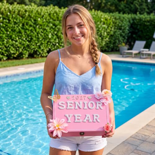 Yousoontic 2027 Senior Memory Keepsake Box and DIY Accessories,Pink - color: Pink