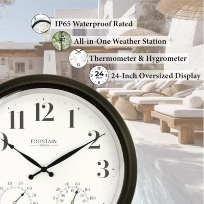 24 Inch Large Outdoor Clocks Waterproof, IP65 Rating - color: Oil Rubbed Bronze Black, size: 24 inch