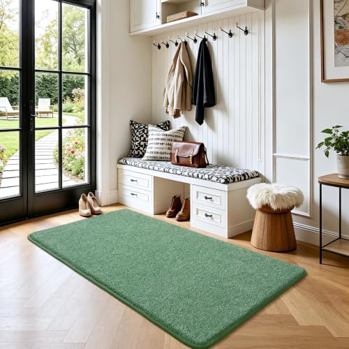 Keeko 2x4 Area Rugs for Living Room,Soft Washable Memory Foam Bedroom Rug - color: Green-white, size: 2' X 4' (Rectangular)